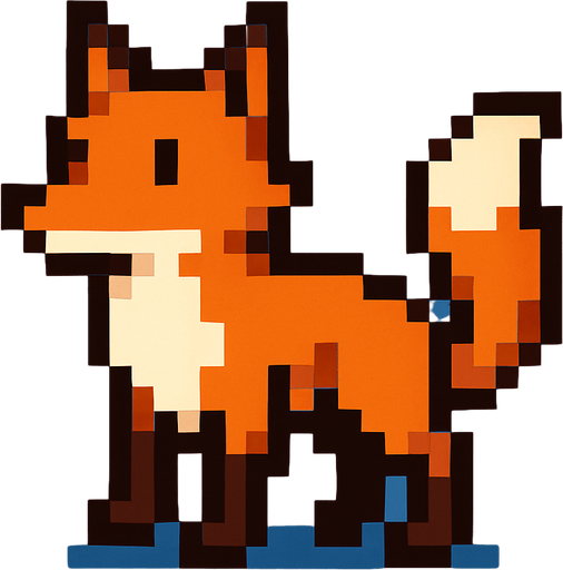 Fox pixel.
In-Game asset.  2d.  High contrast.  No shadows