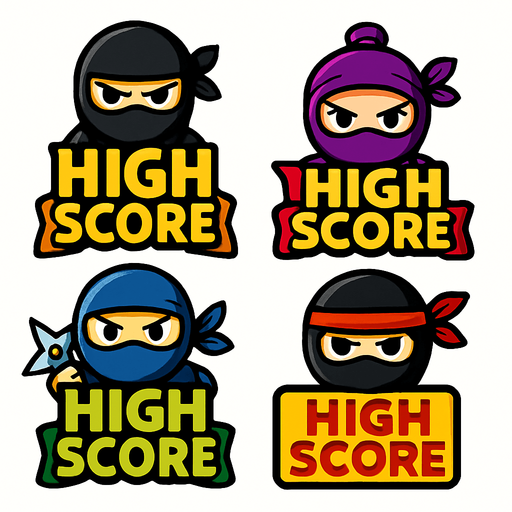 Pack of different ninja High score buttons
In-Game asset.  2d.  High contrast.  No shadows