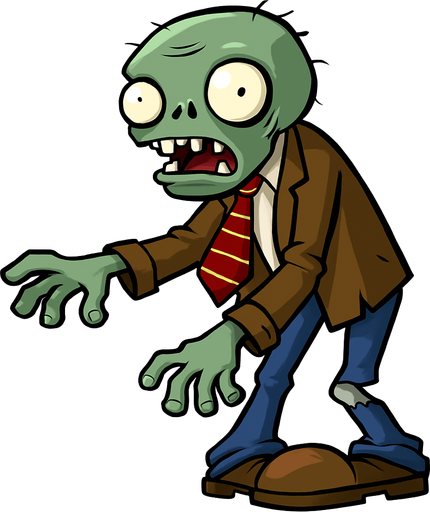 un zombie de pvz.
In-Game asset.  2d.  High contrast.  No shadows