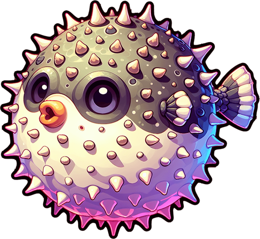 Puffer fish.
Single Game Texture. In-Game asset. 2d. Blank background. High contrast. No shadows.
