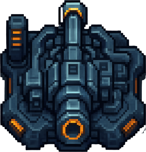 top down sci-fi cannon. pixel art