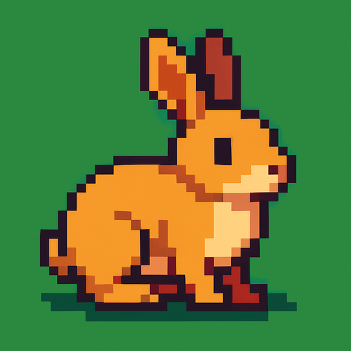 Pixel Rabbit.
In-Game asset.  2d.  High contrast.  No shadows