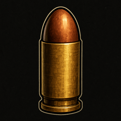 Bala realista.
In-Game asset.  2d.  High contrast.  No shadows