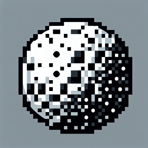 8 bit ball. black and white. Single Game Texture. In-Game asset. 2d. Blank background. High contrast. No shadows.