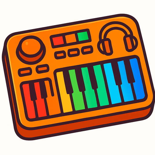 orange cool dj keyboard rgb keys.
In-Game asset.  2d.  High contrast.  No shadows