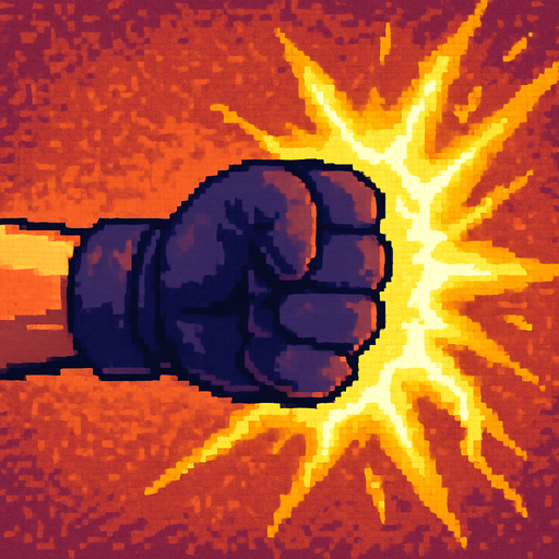 Ataque de Mão fechada com luva preta Soco elétrico. Inspirado em jogos GBA