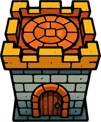 build a tower from a bird's eye view.
In-Game asset.  2d.  High contrast.  No shadows