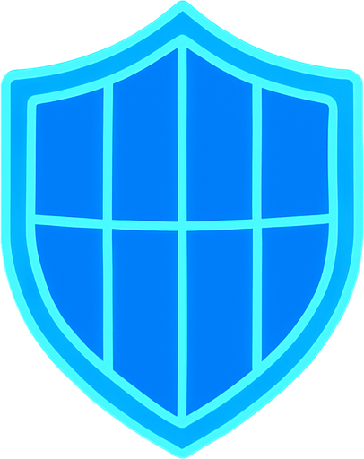 2D golgesiz mavi renkte panelli fantastik holografik bir kalkan.
In-Game asset.  2d.  High contrast.  No shadows