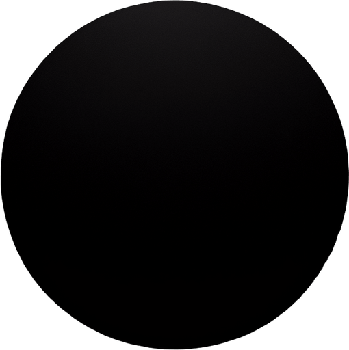 A perfect black circle centered on a transparent background, high resolution, with sharp edges and a clean design. The circle is evenly proportioned and fully opaque.