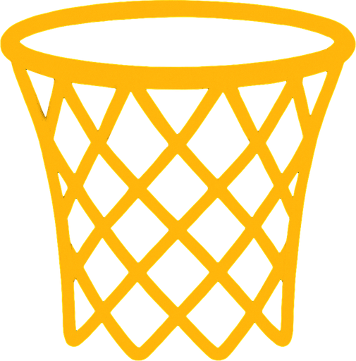 Make me a 2d basketball hoop net in yellow color.
In-Game asset.  2d.  High contrast.  No shadows