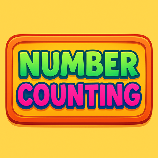 Write 'NUMBER COUNTING' in a rectangular box. This will be the title image of a game. Make sure it is high quality and colorful..
In-Game asset.  2d.  High contrast.  No shadows