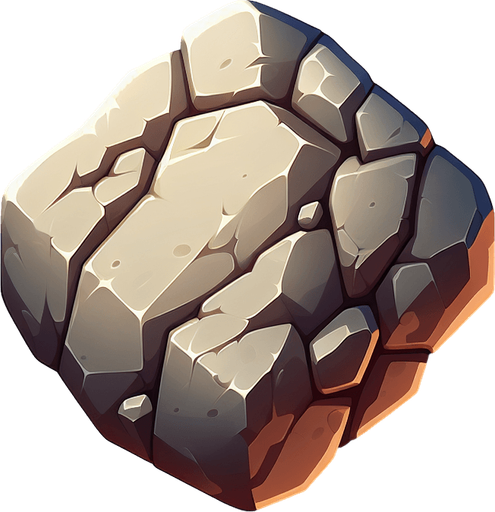 A small stone Single Game Texture. In-Game asset. 2d. Blank background. High contrast. No shadows.
