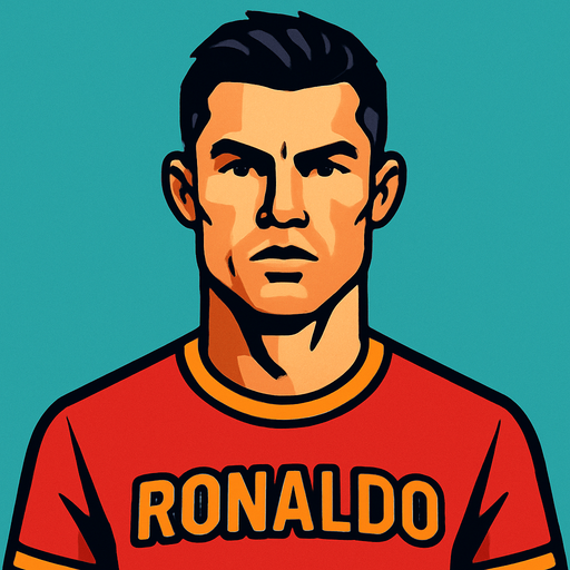 Cristiano Ronaldo.
In-Game asset.  2d.  High contrast.  No shadows