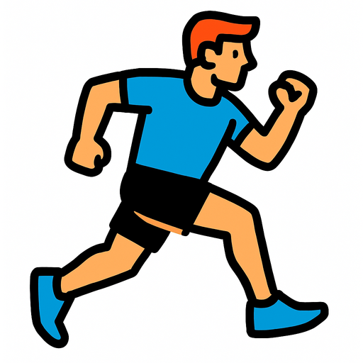 runner with a blue shirt.
In-Game asset.  2d.  High contrast.  No shadows