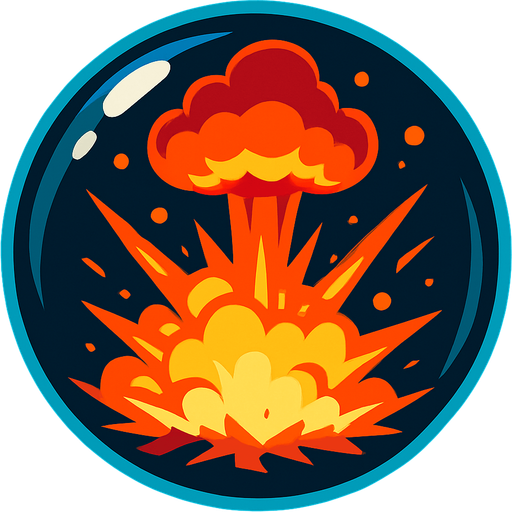 an explosion inside a glass bubble.
In-Game asset.  2d.  High contrast.  No shadows