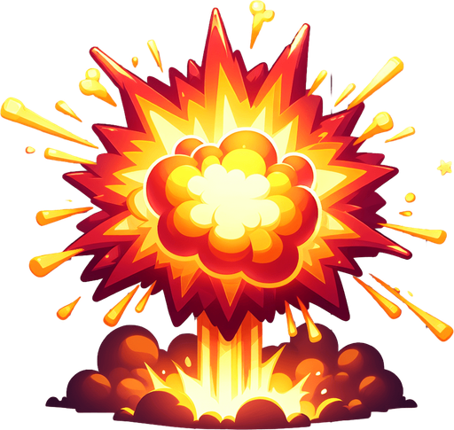 explosion.
Single Game Texture. In-Game asset. 2d. Blank background. High contrast. No shadows.