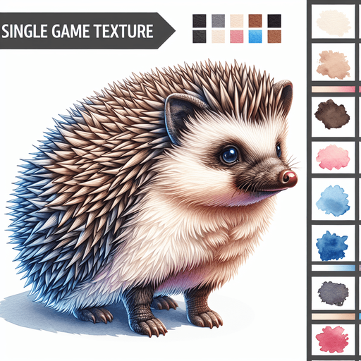 a hedgehog.
Single Game Texture. In-Game asset. 2d. Blank background. High contrast. No shadows.