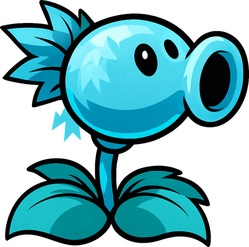 ıcepeasshooter plants vs zombies.
In-Game asset.  2d.  High contrast.  No shadows