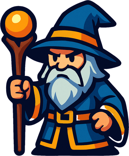 Wizard.
In-Game asset.  2d.  High contrast.  No shadows