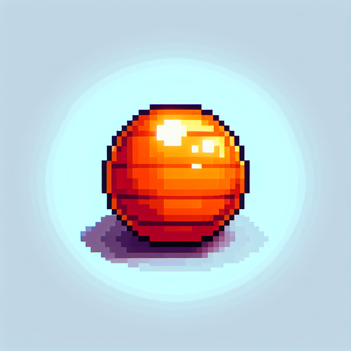 8-bit. Cartoon. Orange energy ball.
. In game asset. Single Game Texture. In-Game asset. 2d. Blank background. High contrast. No shadows.