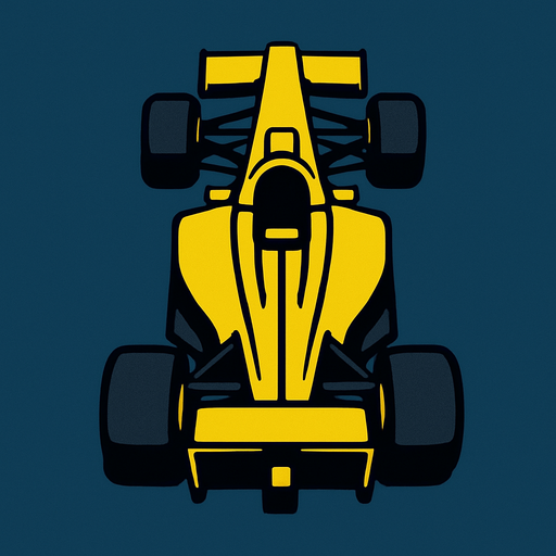 Yellow F1 from a bird's eye view..
In-Game asset.  2d.  High contrast.  No shadows