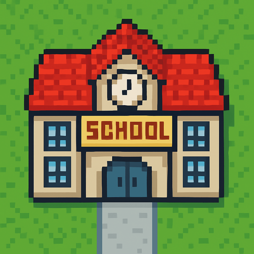 School tile 2d pixilated topdown.
In-Game asset.  2d.  High contrast.  No shadows