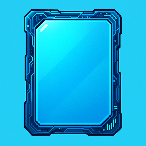 Cyberpunk. abstract. Glass electronic empty tablet. Blue sky color.
In-Game asset.  2d.  High contrast.  No shadows. No background