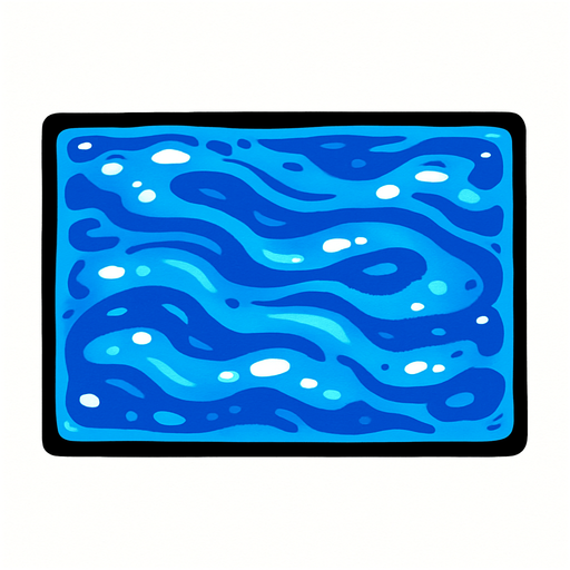 Agua en forma de rectángulo.
In-Game asset.  2d.  High contrast.  No shadows