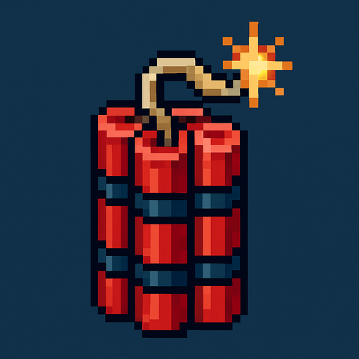 pixel art dynamite.
In-Game asset.  2d.  High contrast.  No shadows