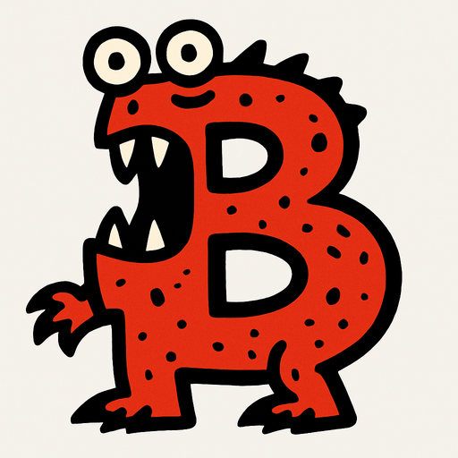 B harfine benzeyen bir canavar.
In-Game asset.  2d.  High contrast.  No shadows