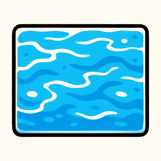Agua en forma de rectángulo.
In-Game asset.  2d.  High contrast.  No shadows