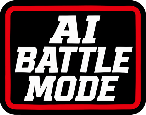 A UI button that says Ai Battle Mode in sports ESPN style fonts.
In-Game asset.  2d.  High contrast.  No shadows