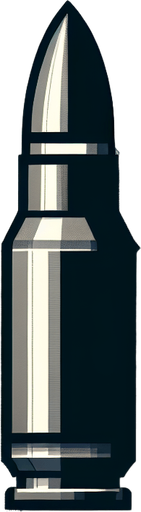 Bullet.
Single Game Texture. In-Game asset. 2d. Blank background. High contrast. No shadows.