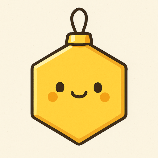 Perfectly hexagon yellow Christmas decoration. Cartoon style. Cute art style. Simple vector style.