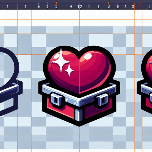 A sprite sheet of heart containers. 
Single Game Texture. In-Game asset. 2d. Blank background. High contrast. No shadows.