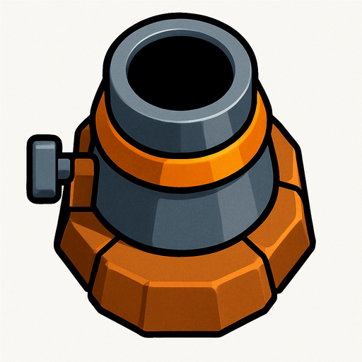 Mortar from Clash Royale without base, just the Mortar.
In-Game asset.  2d.  High contrast.  No shadows. Topdown