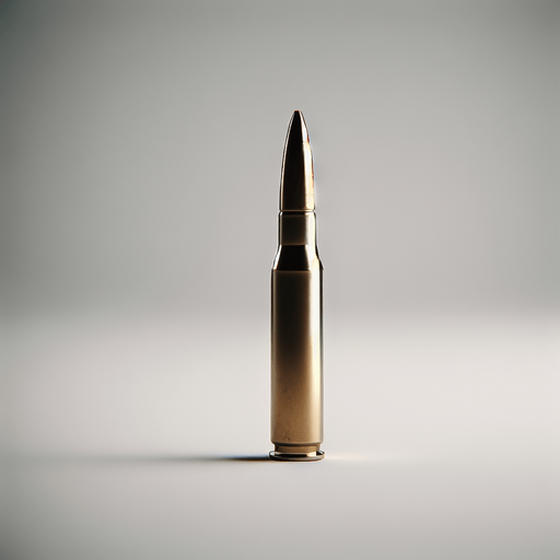 A single bullet.
Single Game Texture. In-Game asset. 2d. Blank background. High contrast. No shadows.