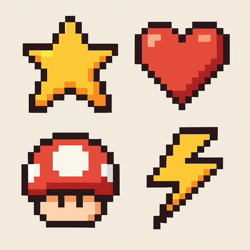 Power-up emojis yap 2d pixel.
In-Game asset.  2d.  High contrast.  No shadows