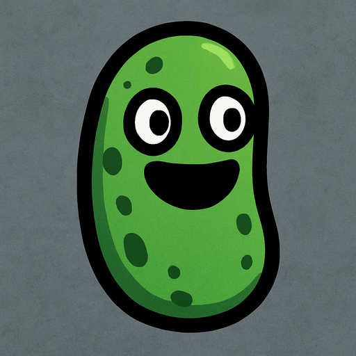 2d pickle like brotato character with no legs and no arms.
In-Game asset.  2d.  High contrast. brotato