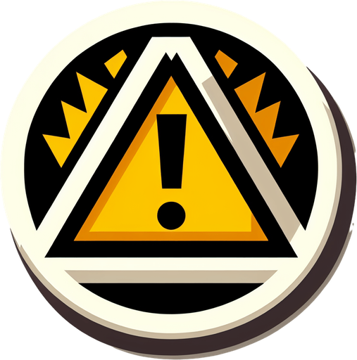Danger sign.
Single Game Texture. In-Game asset. 2d. Blank background. High contrast. No shadows.
