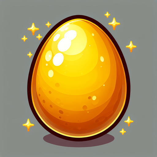 cartoon golden egg.
Single Game Texture. In-Game asset. 2d. Blank background. High contrast. No shadows.