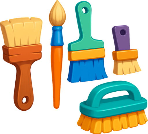Pack of different brushes.
In-Game asset.  High contrast.  No shadows. 3D