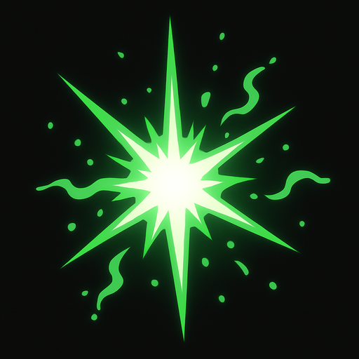 Un destello verde blancuzco.
In-Game asset.  2d.  High contrast.  No shadows