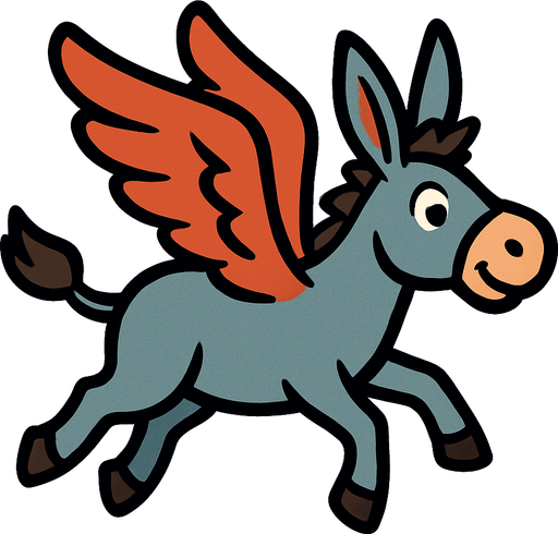 uçan eşşek.
In-Game asset.  2d.  High contrast.  No shadows