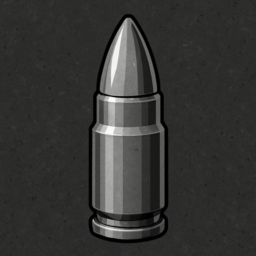 bullet grey realistic.
In-Game asset.  2d.  High contrast.  No shadows