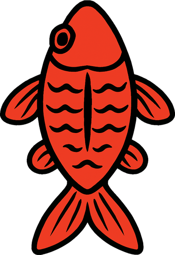 a red fish seen from top to bottom.
In-Game asset.  2d.  High contrast.  No shadows