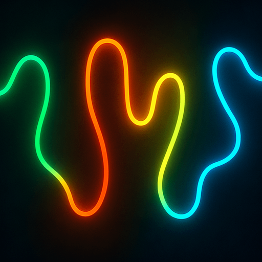 dark neon lit background
in the tints of green orange yellow and blue.
In-Game asset.  2d.  High contrast.  No shadows