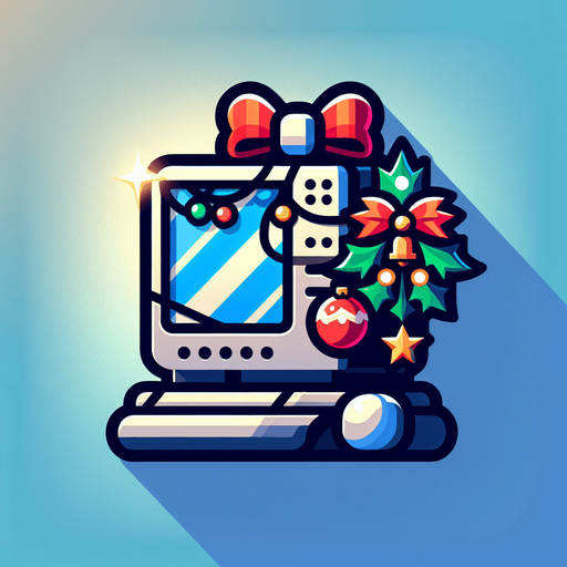 a PC, christmas style Single Game Texture. In-Game asset. 2d. Blank background. High contrast. No shadows.