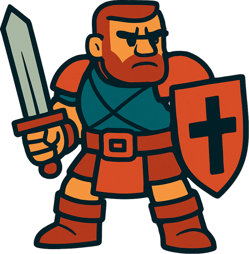 Frank  Warrior.
In-Game asset.  2d.  High contrast.  No shadows