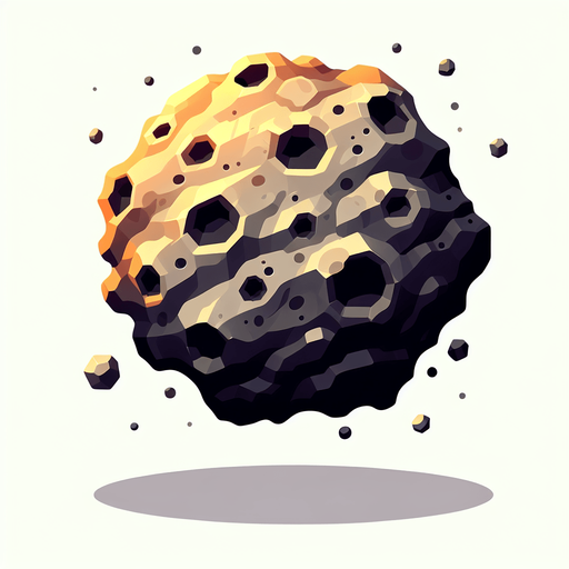 Asteroid.
Single Game Texture.  In-Game asset.  2d.  Blank background.  High contrast.  No shadows